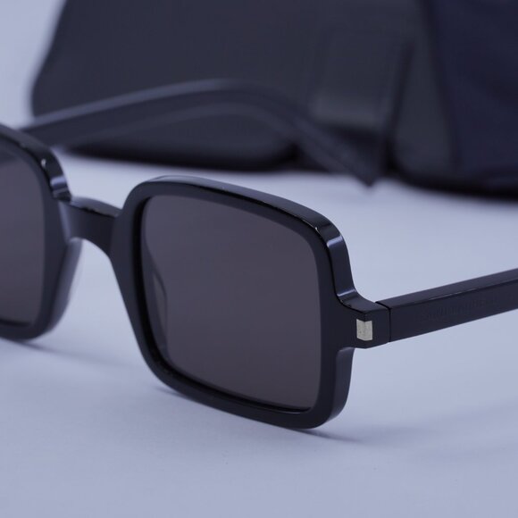 Saint Laurent SL332 001 Rectangle Sunglasses - Black - Picture 7 of 11